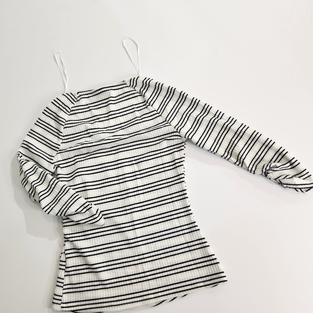 Jennifer Lopez Women's Top Blouse Shirt Size S 3/4 Sleeve V Neck Striped 1 - Picture 7 of 13